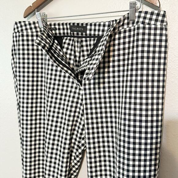 Talbots Hampshire Gingham Ankle Pant women's plus size 18W black/white - Picture 3 of 12
